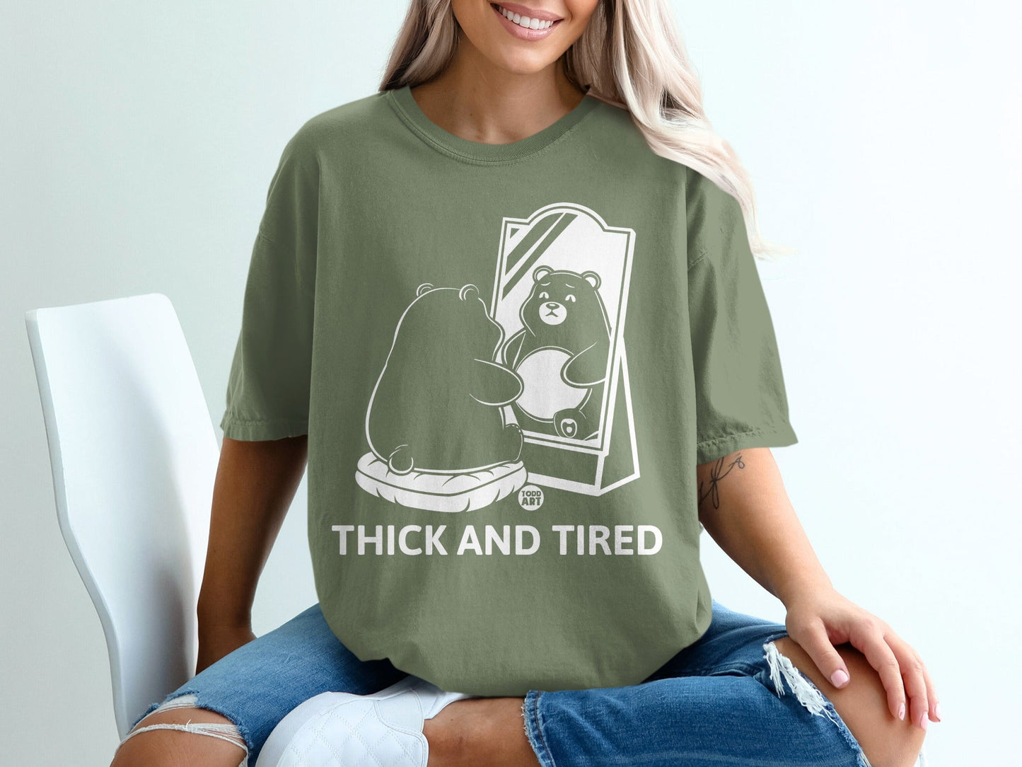 Thick and Tired Bear Graphic Tee Shirt