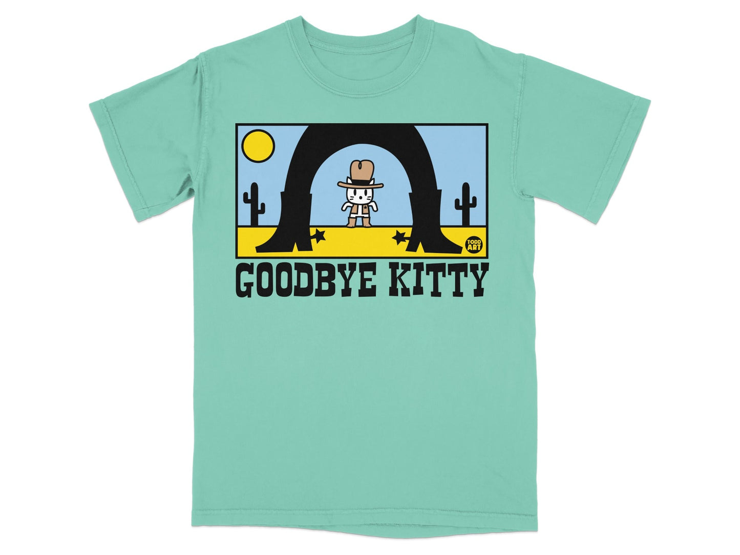 Goodbye Kitty Cowboy Desert Scene T-shirt