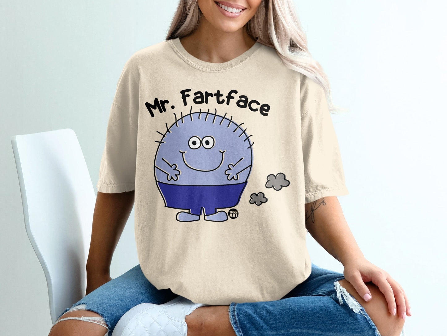 Mr. Fartface Cartoon Character Funny Graphic Tee