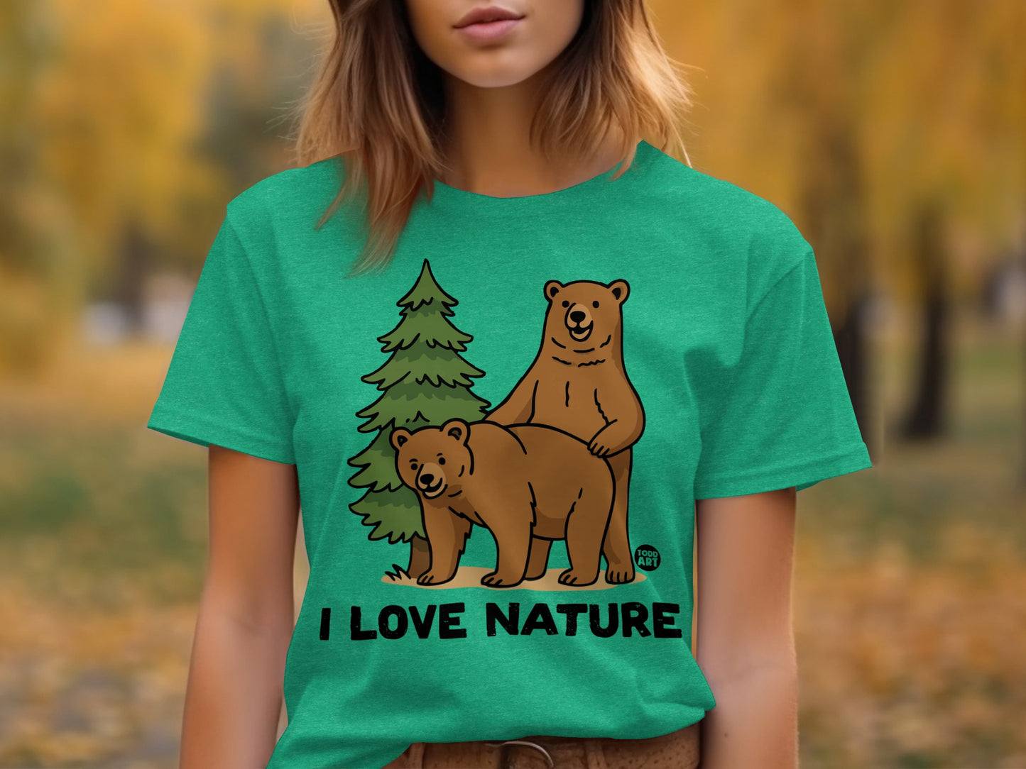 I Love Nature Shirt with Bears and Tree Design