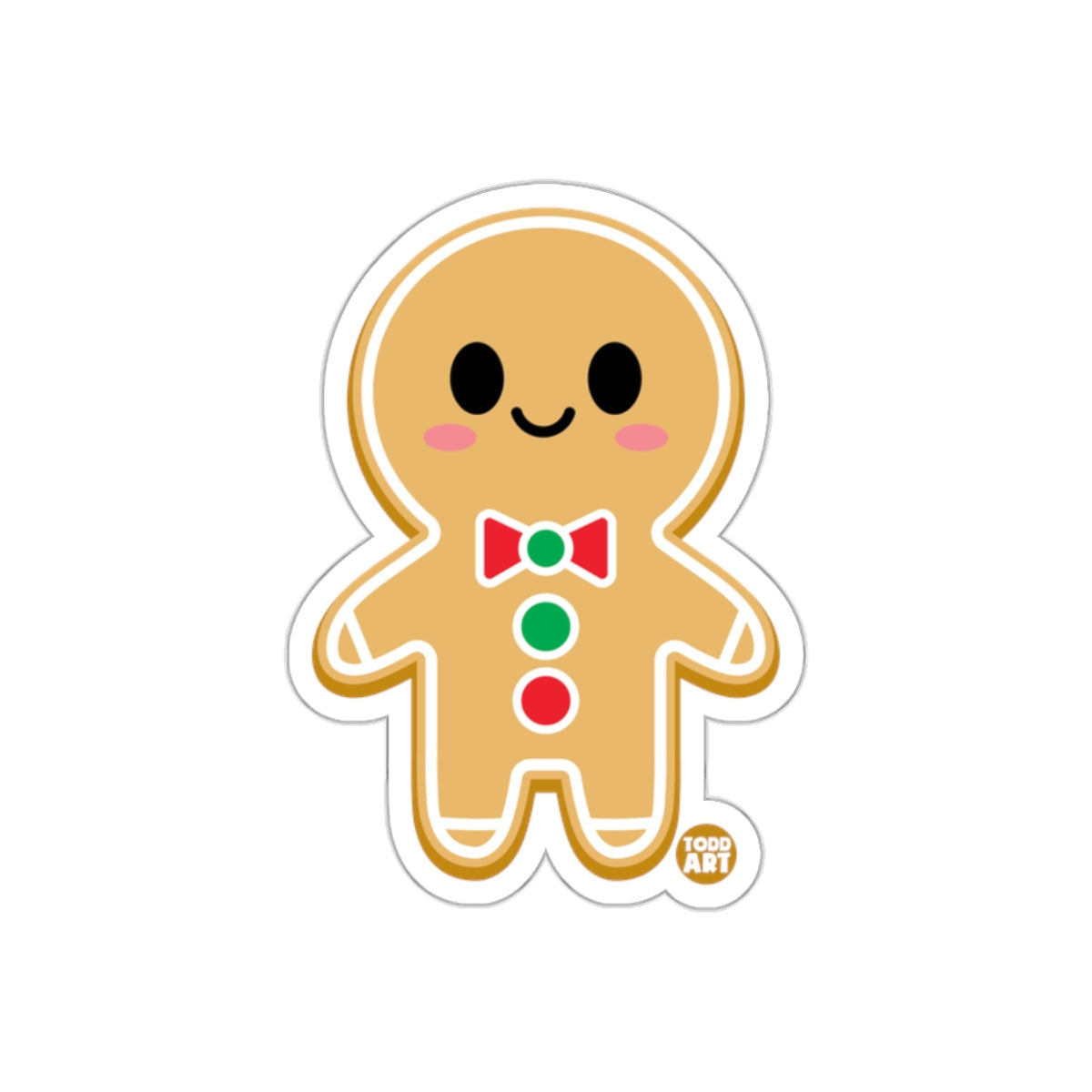 Cute Gingerbread Man with Bowtie Sticker Product
