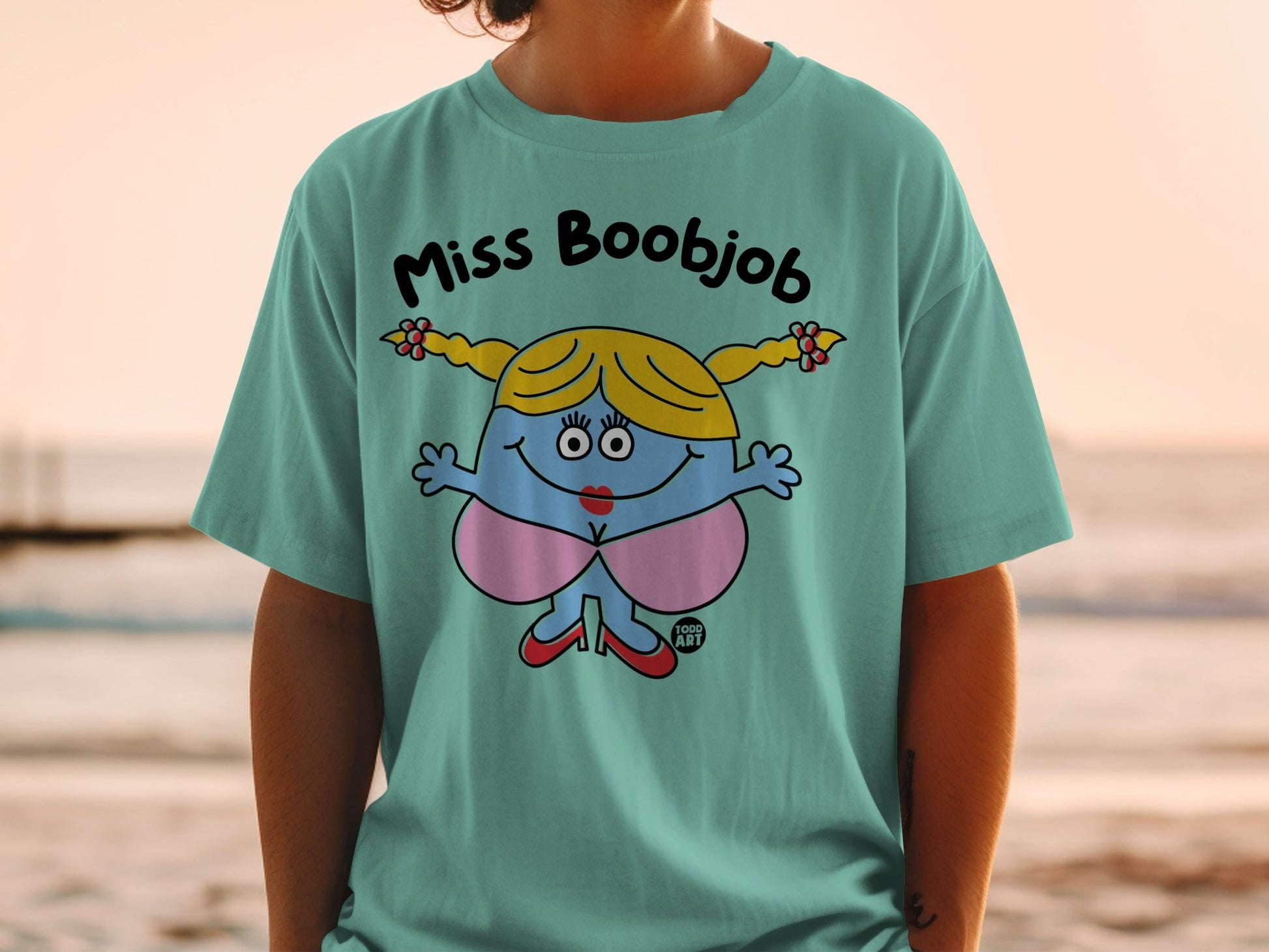 Miss Boobjob Illustrated Character Funny Shirt