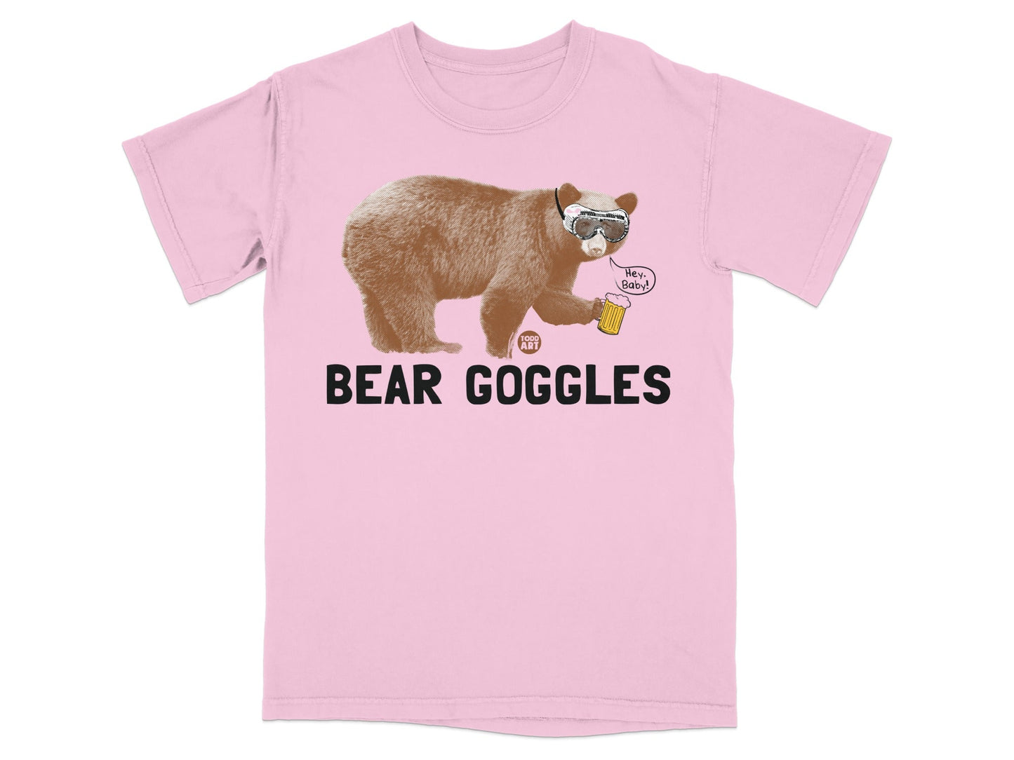 Funny Bear Goggles Drinking Design Short Sleeve T-Shirt