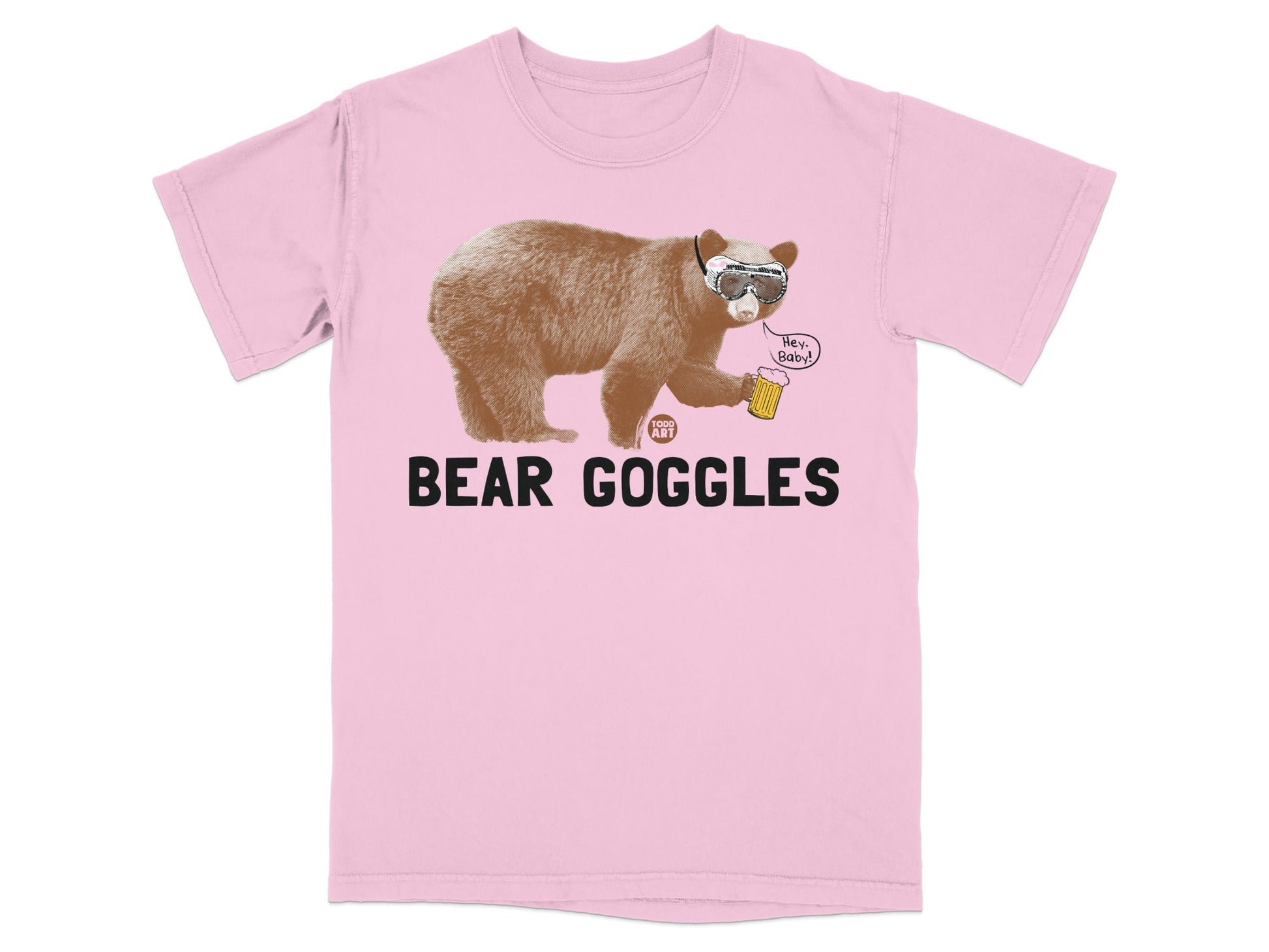 Funny Bear Goggles Drinking Design Short Sleeve T-Shirt