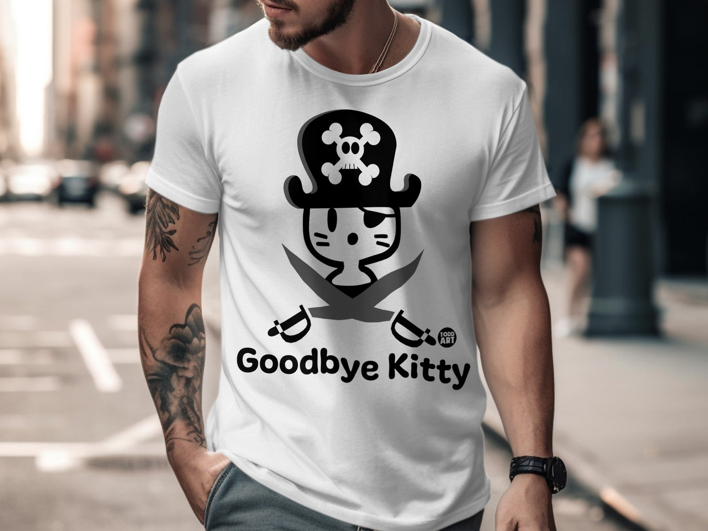 Goodbye Kitty Graphic Print T-Shirt Design