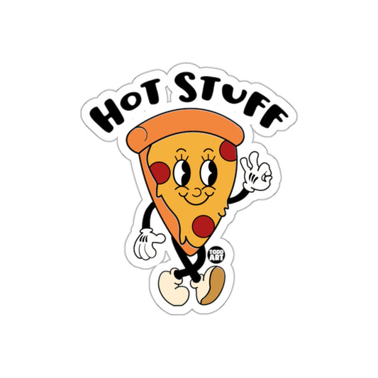 Retro Pizza Cartoon Character with Hot Stuff Text sticker