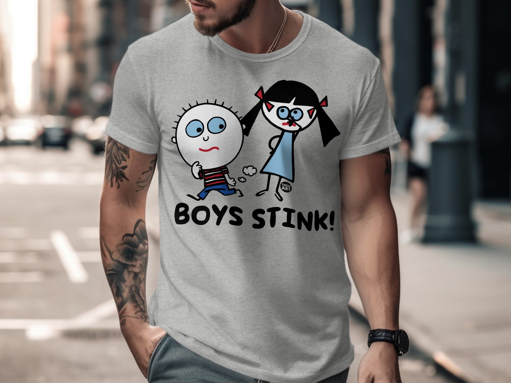 Funny Boys Stink Cartoon Graphic T-Shirt Product