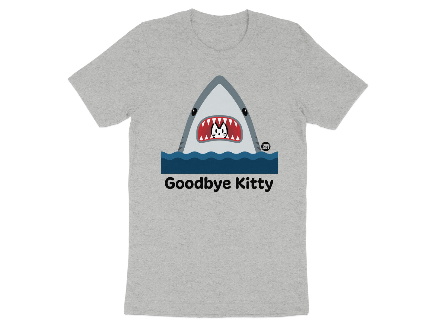 Funny Shark Eating Goodbye Kitty Graphic T-shirt