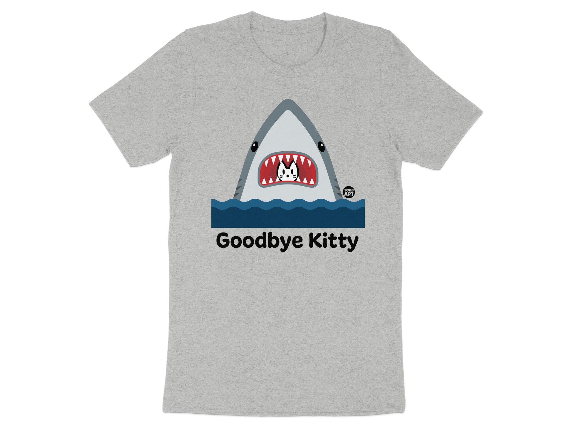 Funny Shark Eating Goodbye Kitty Graphic T-shirt