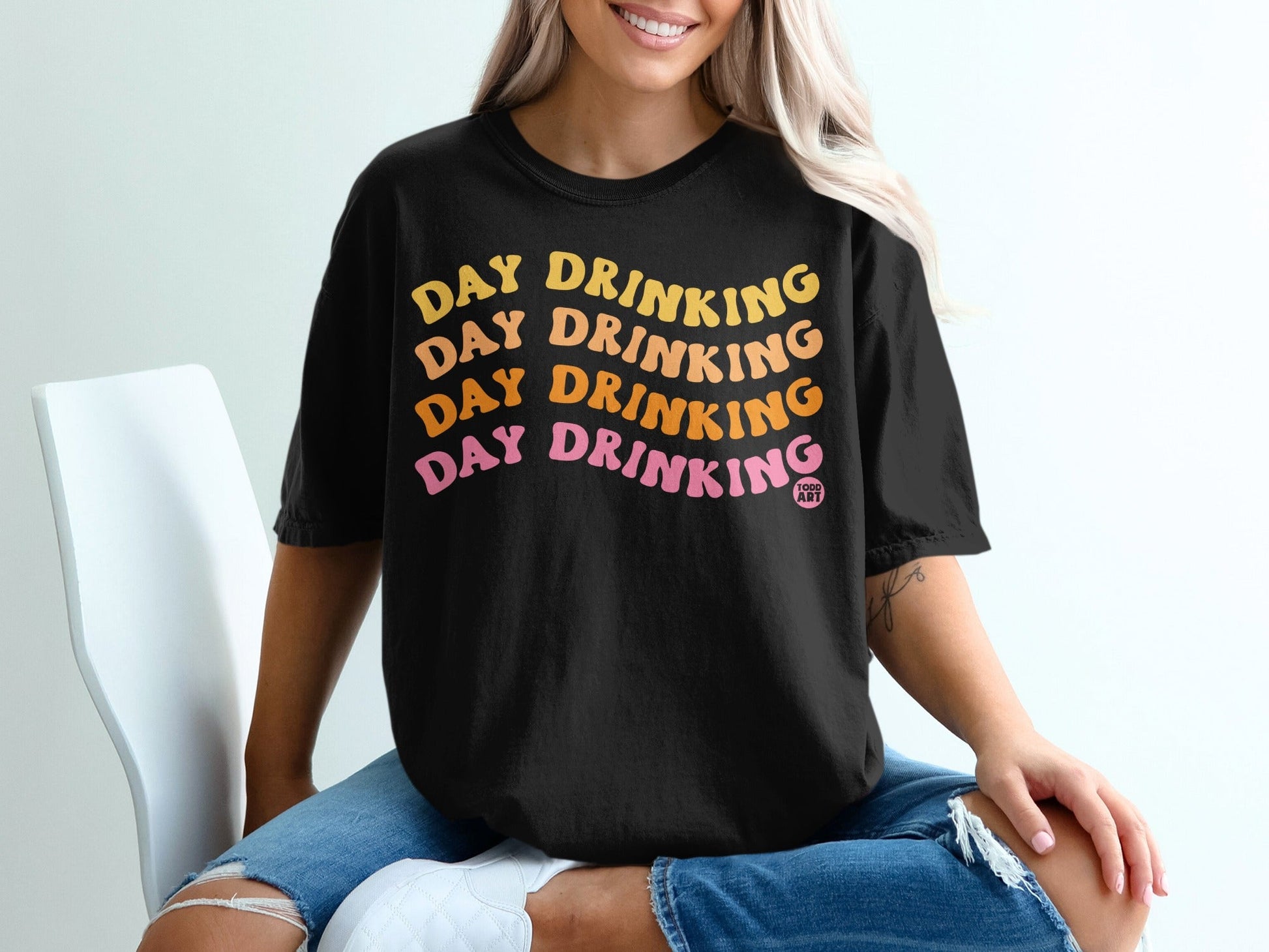 Day Drinking Fun Graphic Tee Shirt Casual Wear