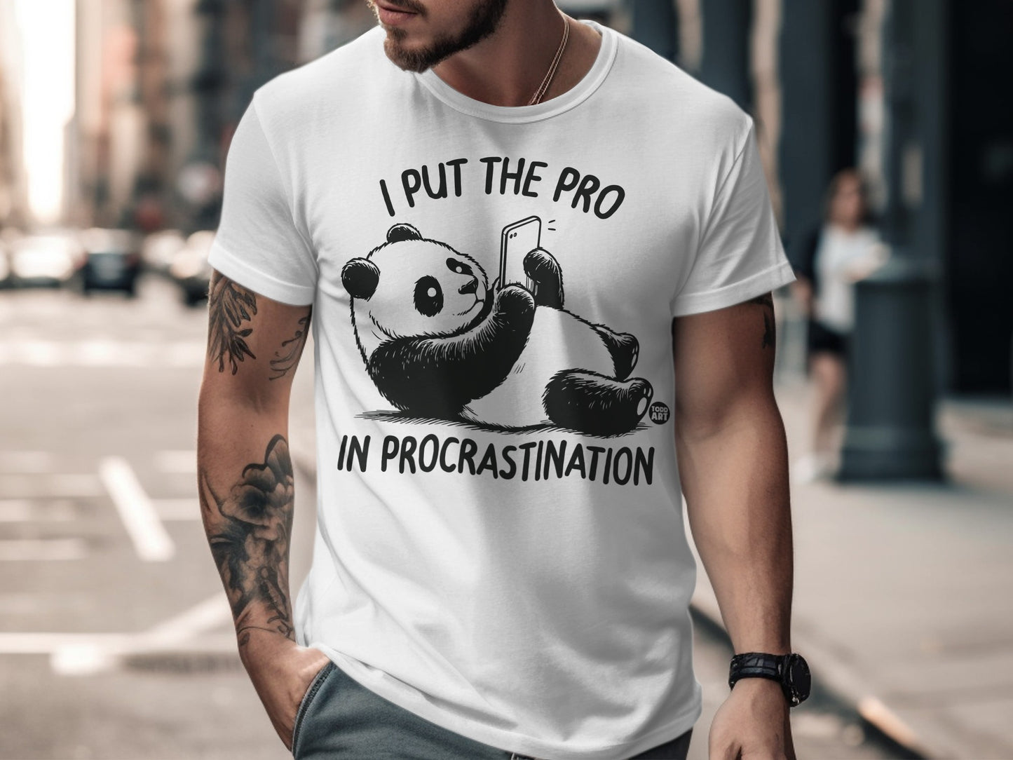 I Put the Pro in Procrastination Funny Panda T-Shirt