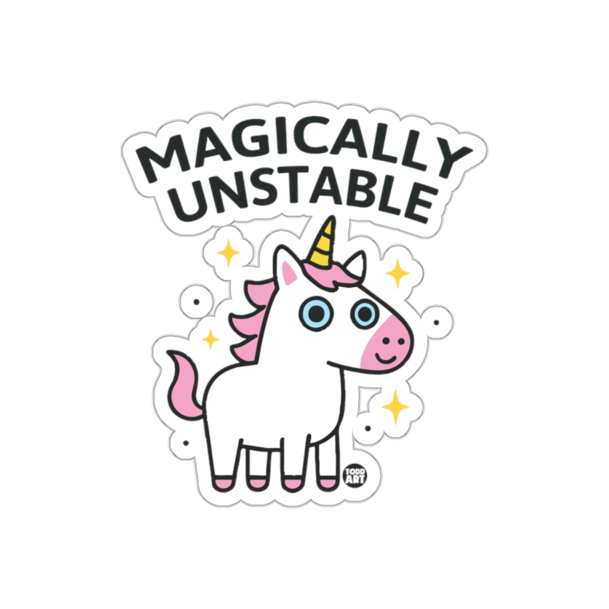 Magically Unstable Unicorn Cartoon Sticker for Fun Users