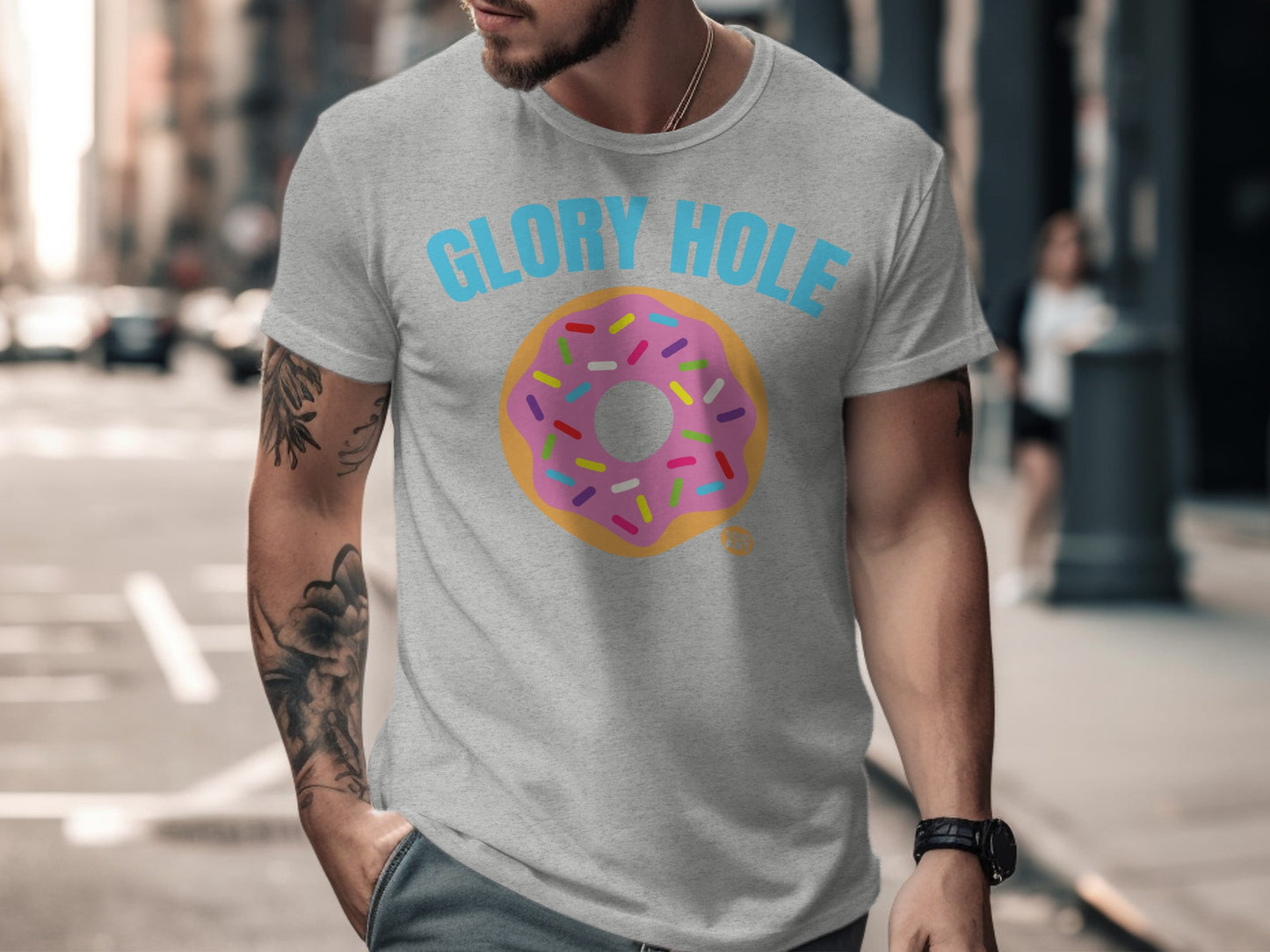 Funny Print Tee with Colorful Donut Design T-shirt