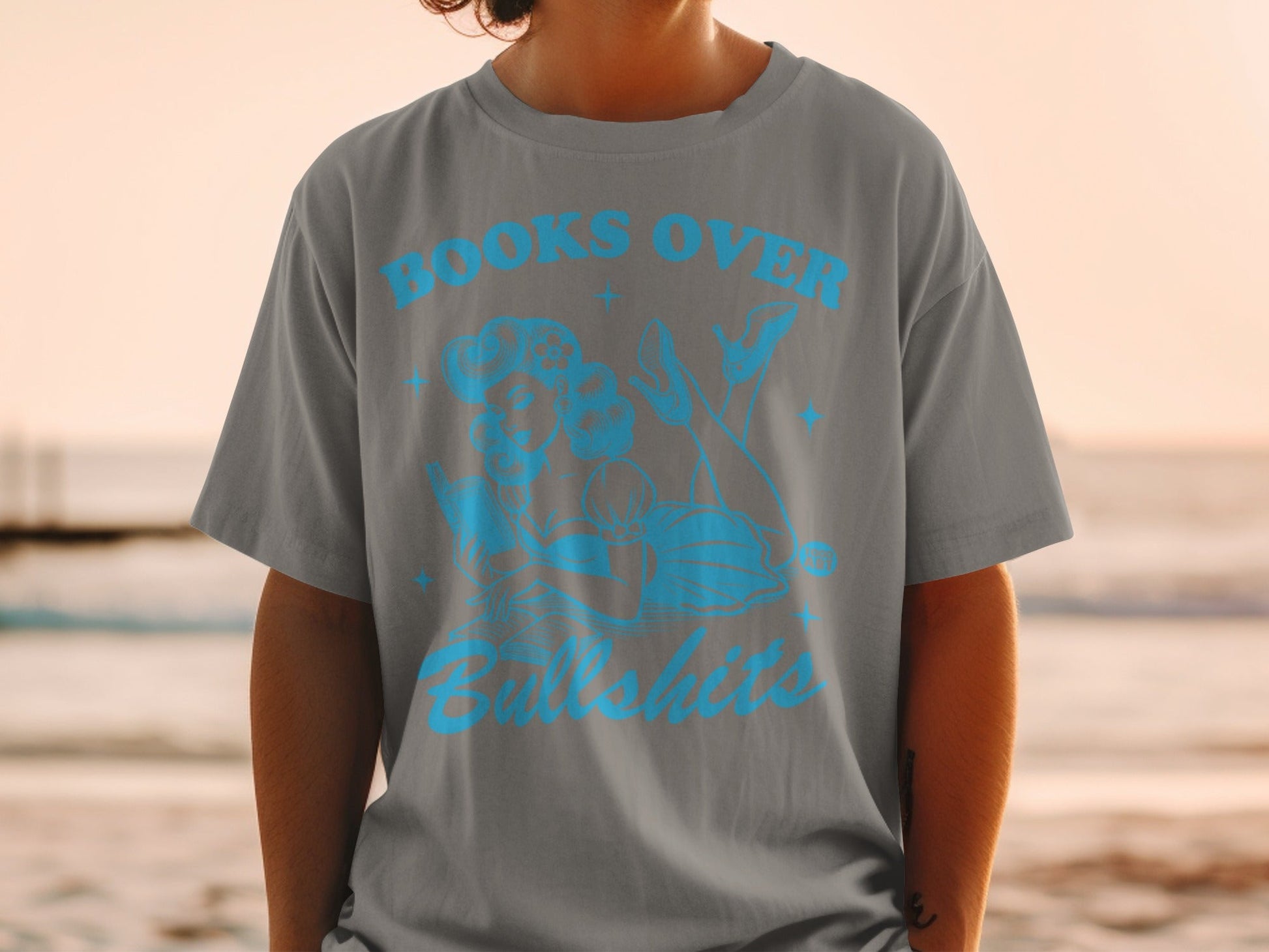 Books Over Bullshits Graphic Shirt Casual Wear