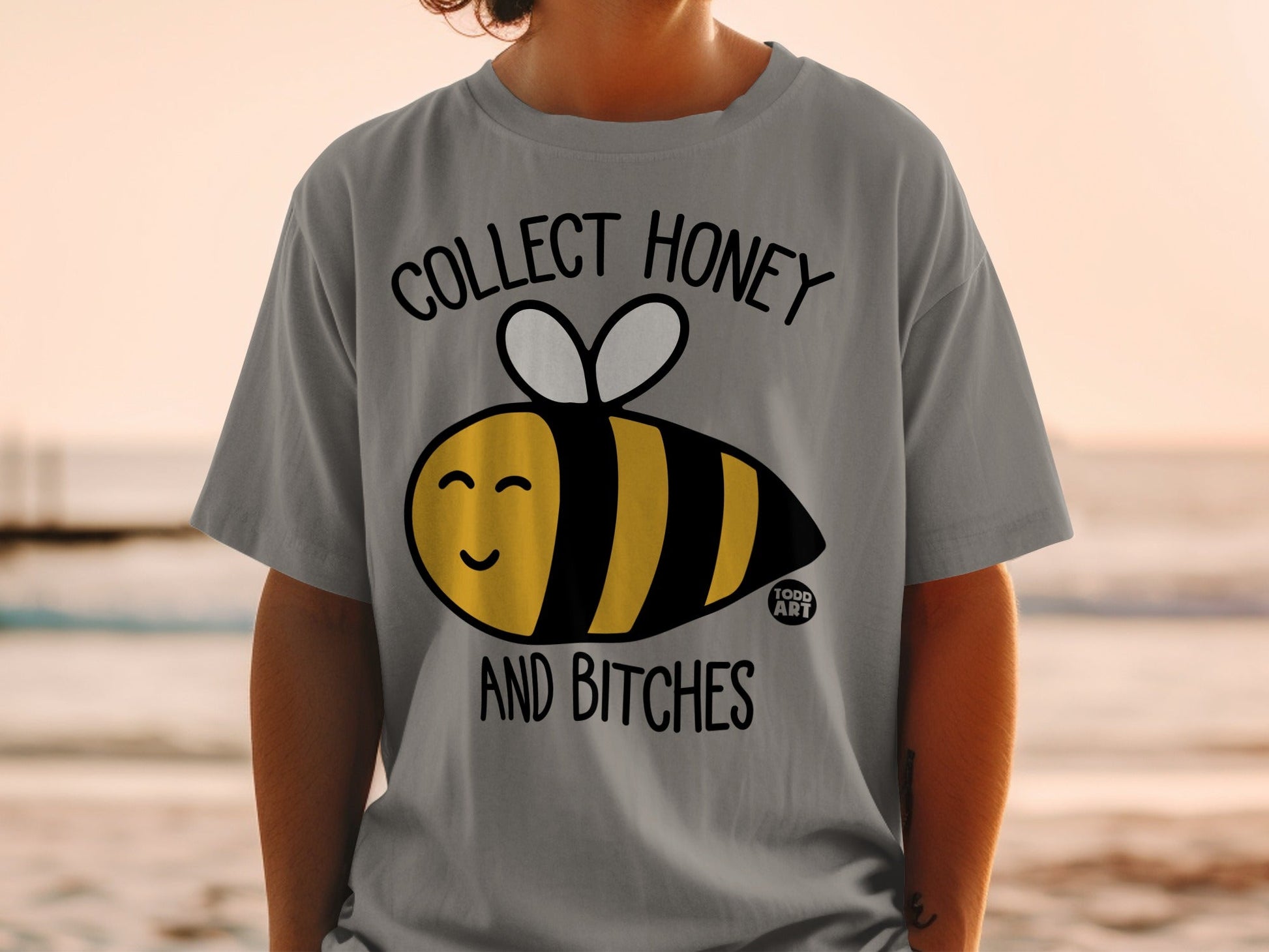 Collect Honey and Bitches Bee Graphic T-Shirt