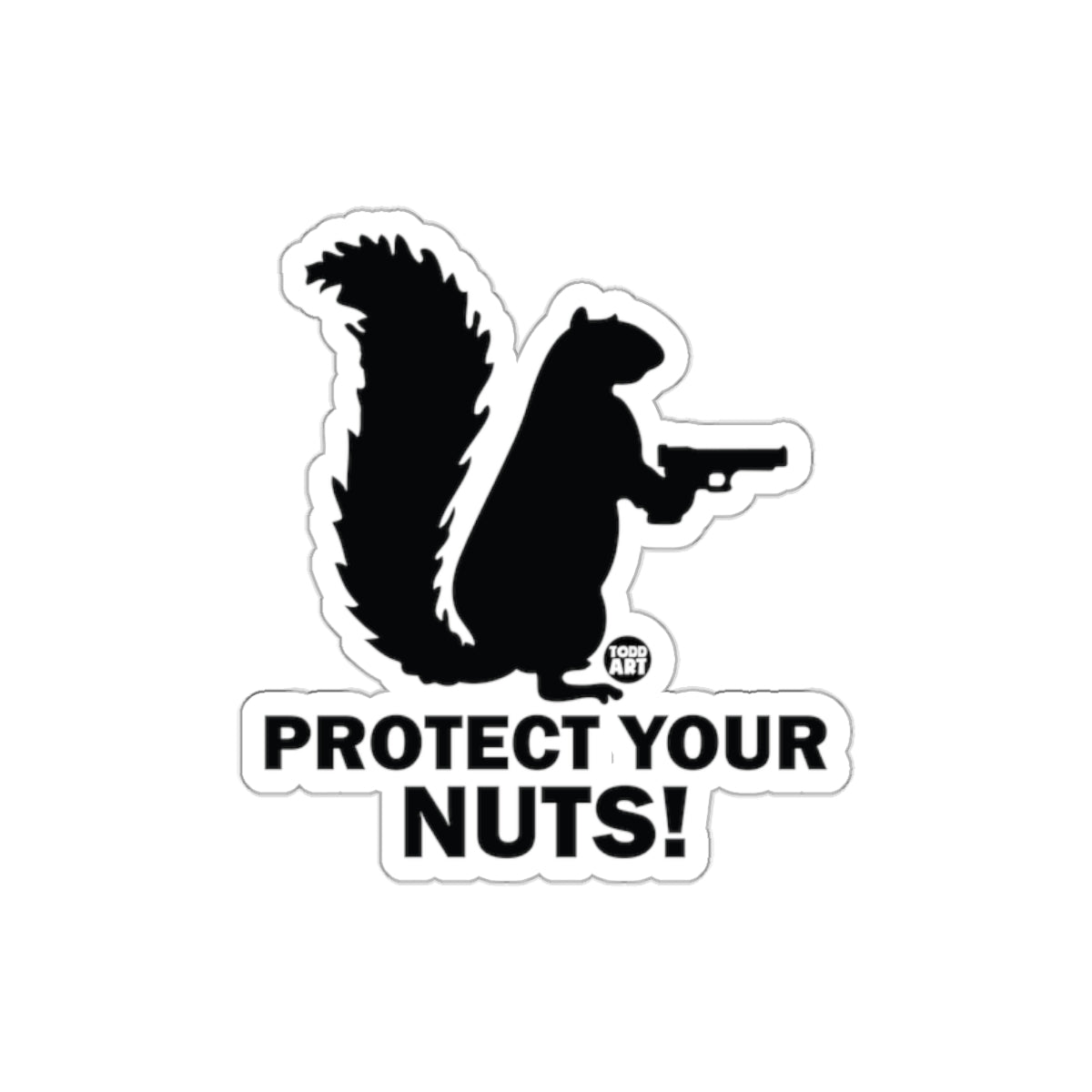 Protect Your Nuts Armed Squirrel Funny Image sticker