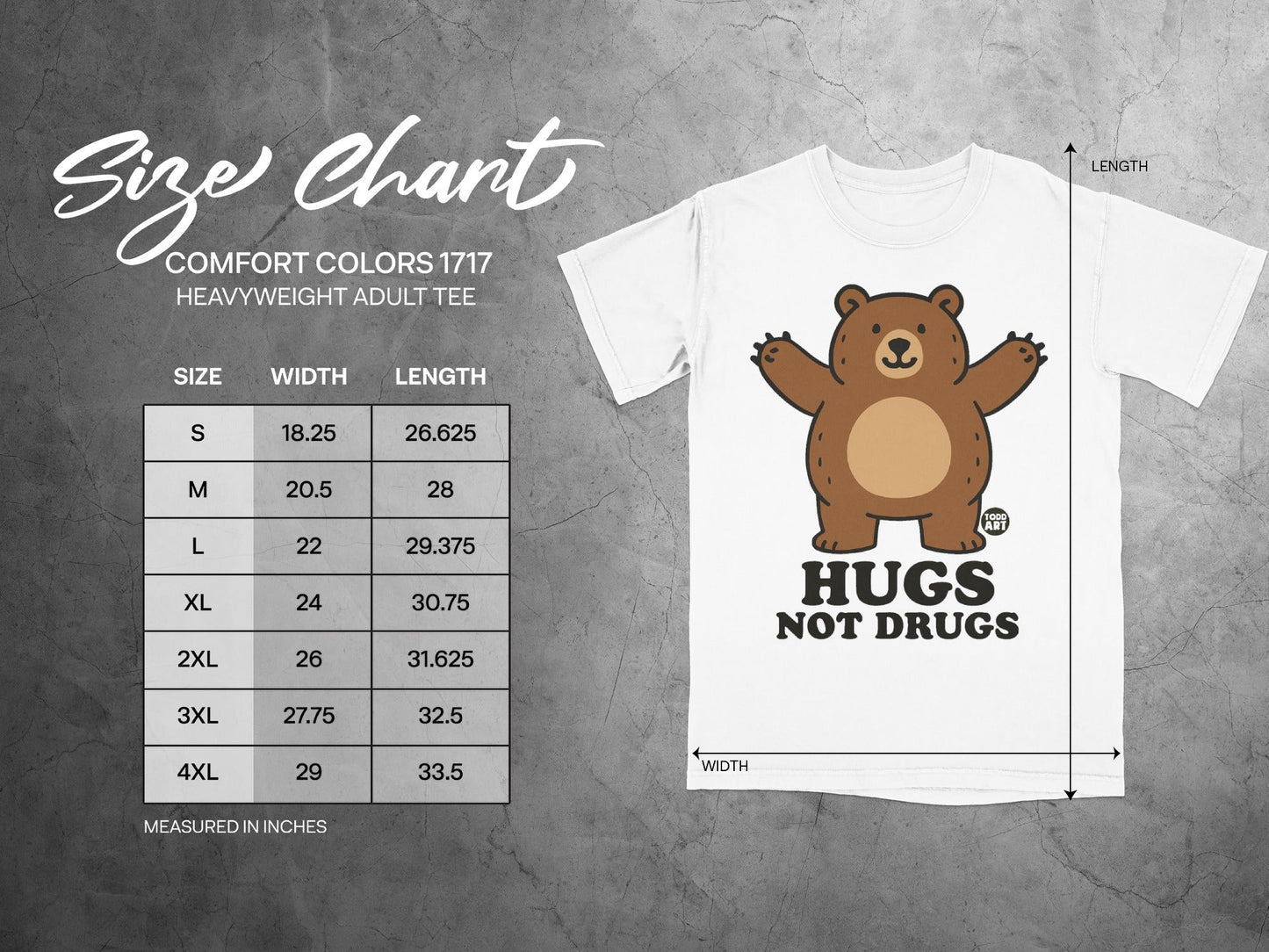 Hugs Not Drugs Cute Bear Graphic T-Shirt