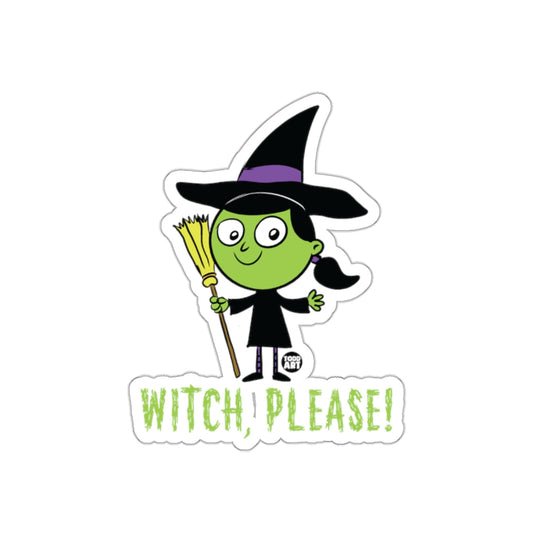Witch Please Cartoon Witch with Broom Sticker