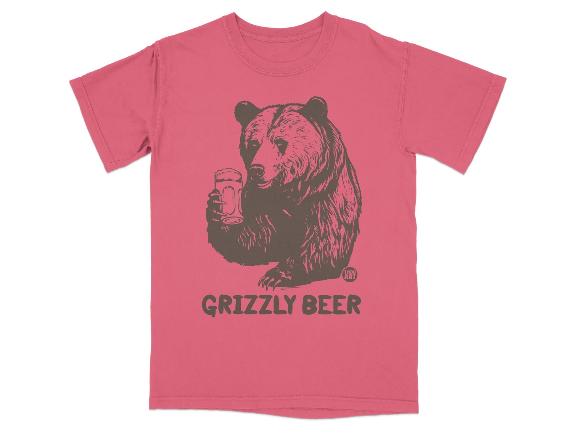 Grizzly Beer Bear Holding Glass of Beer T-shirt