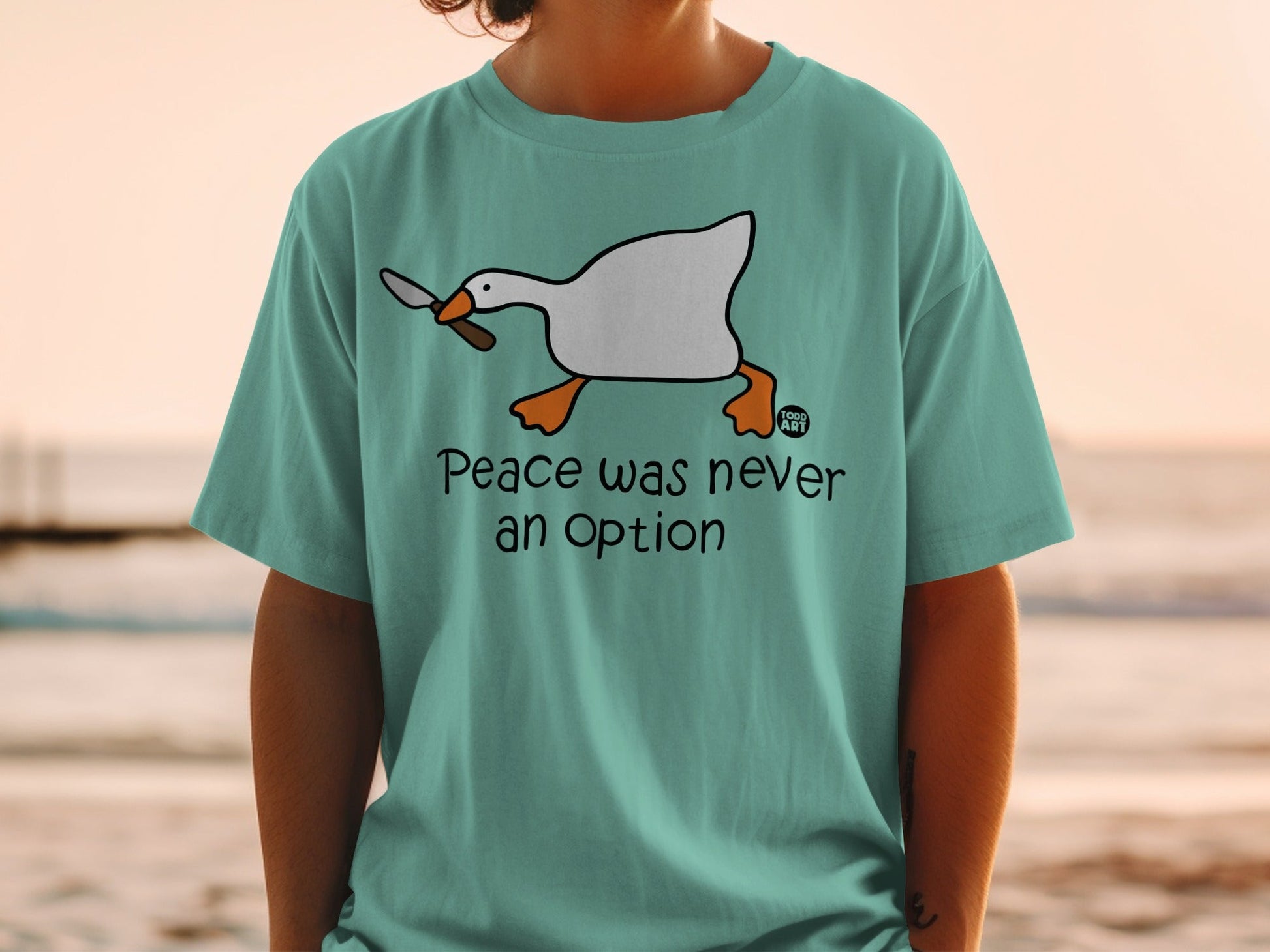 Peace was never an option goose graphic T-shirt