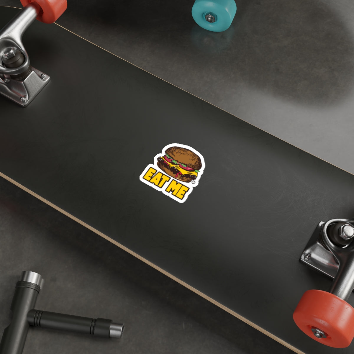 Eat Me Burger Sticker Custom Skateboard Accessory