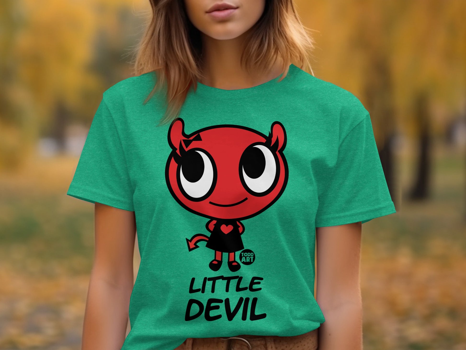 Cute Little Devil Cartoon Character Graphic Tee