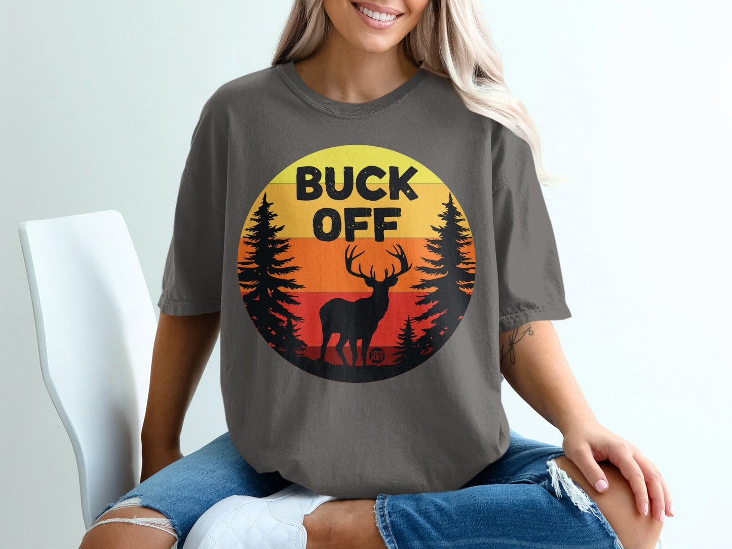 Buck Off Faded Sunset Graphic T-Shirt