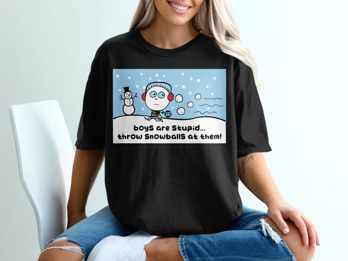 Boys Are Stupid Throw Snowballs at Them T-Shirt