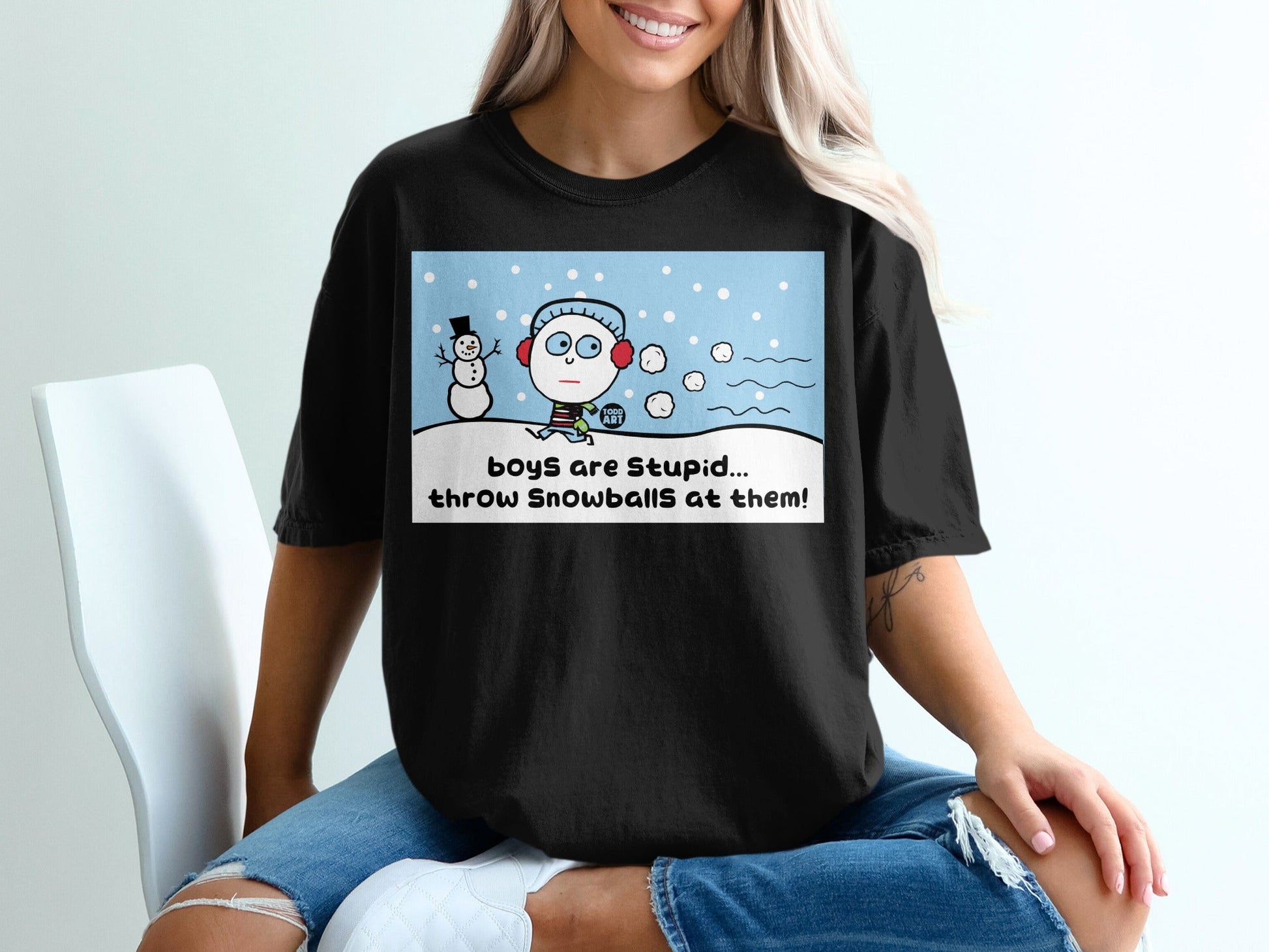 Boys Are Stupid Throw Snowballs at Them T-Shirt