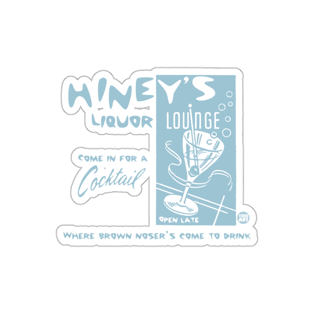 Retro Hineys Liquor Lounge Cocktail Illustration sticker