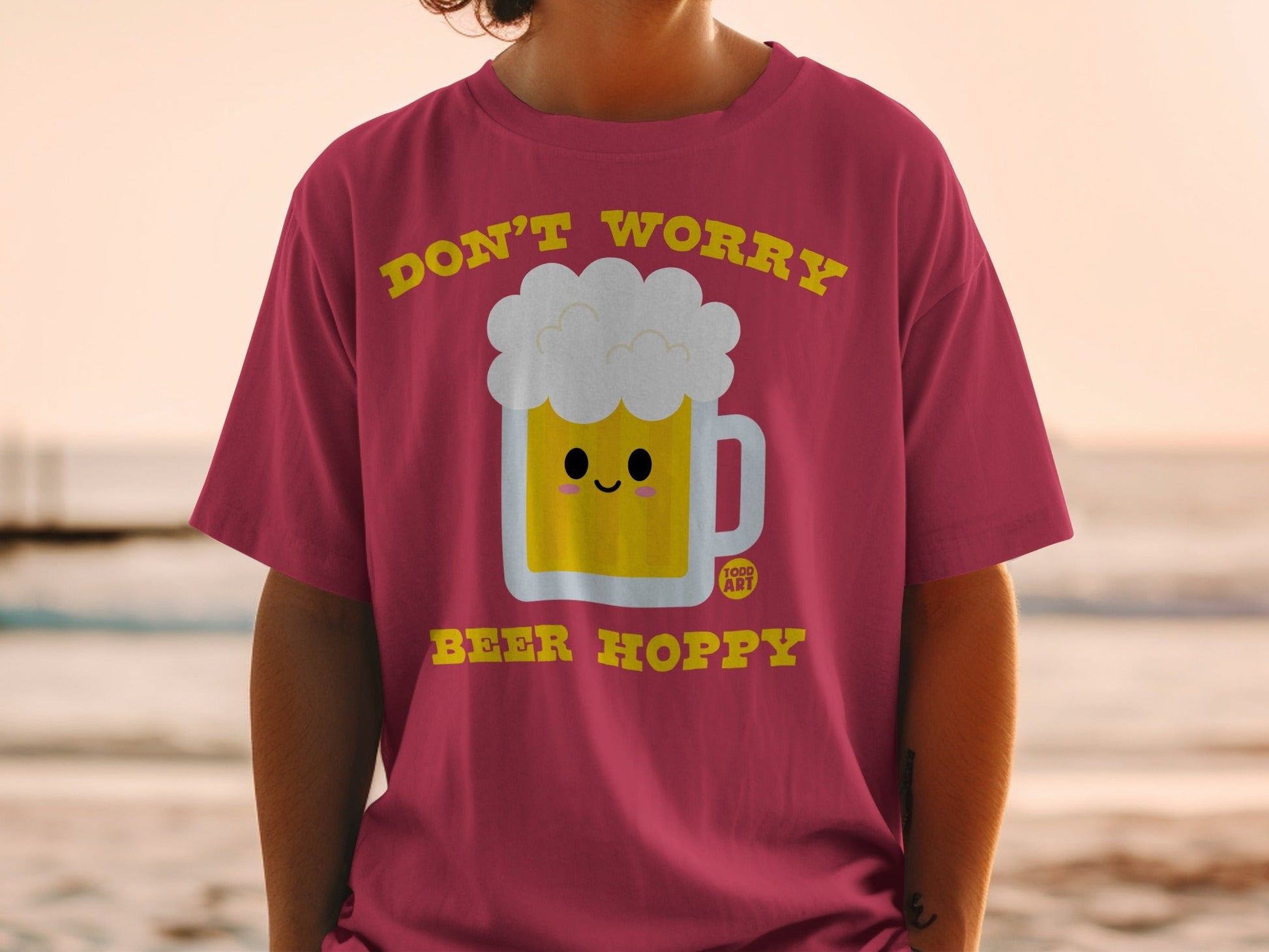 Don't Worry Beer Hoppy Graphic Cartoon T-Shirt
