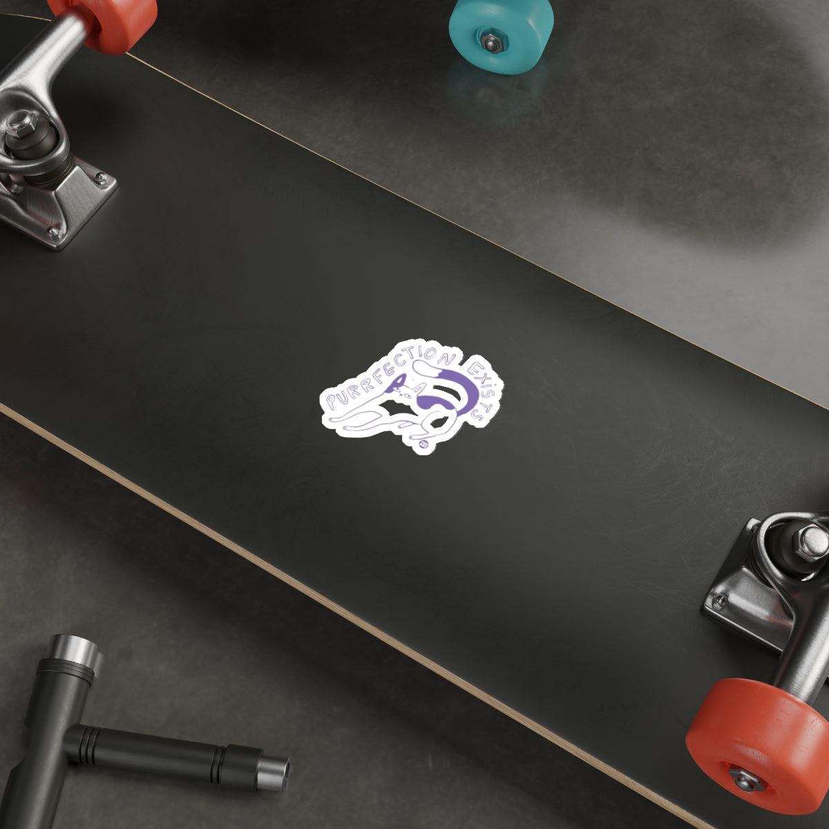Purrfection Exists Skateboard Deck with Stylish Design