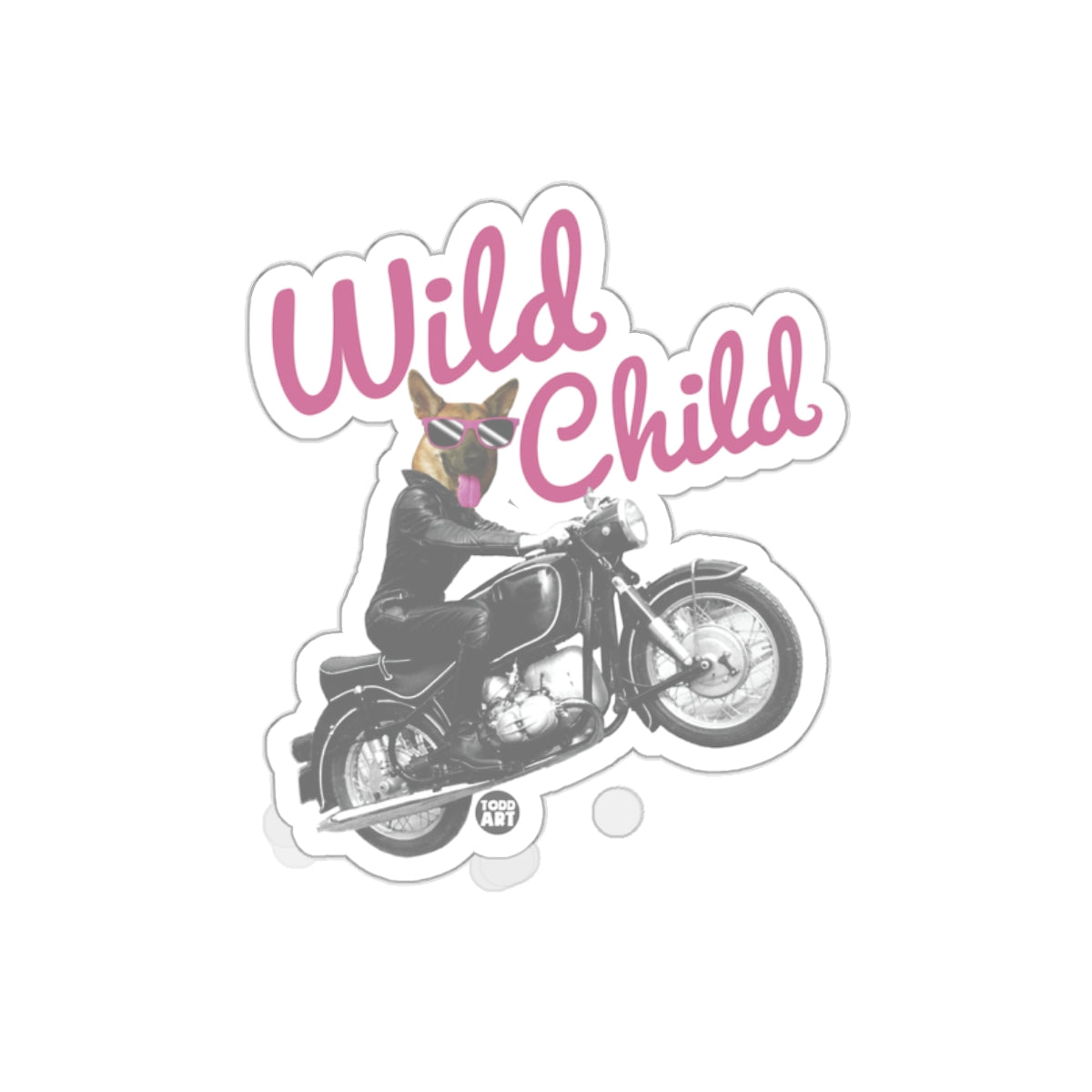 Wild Child Dog Riding Motorcycle Sticker 