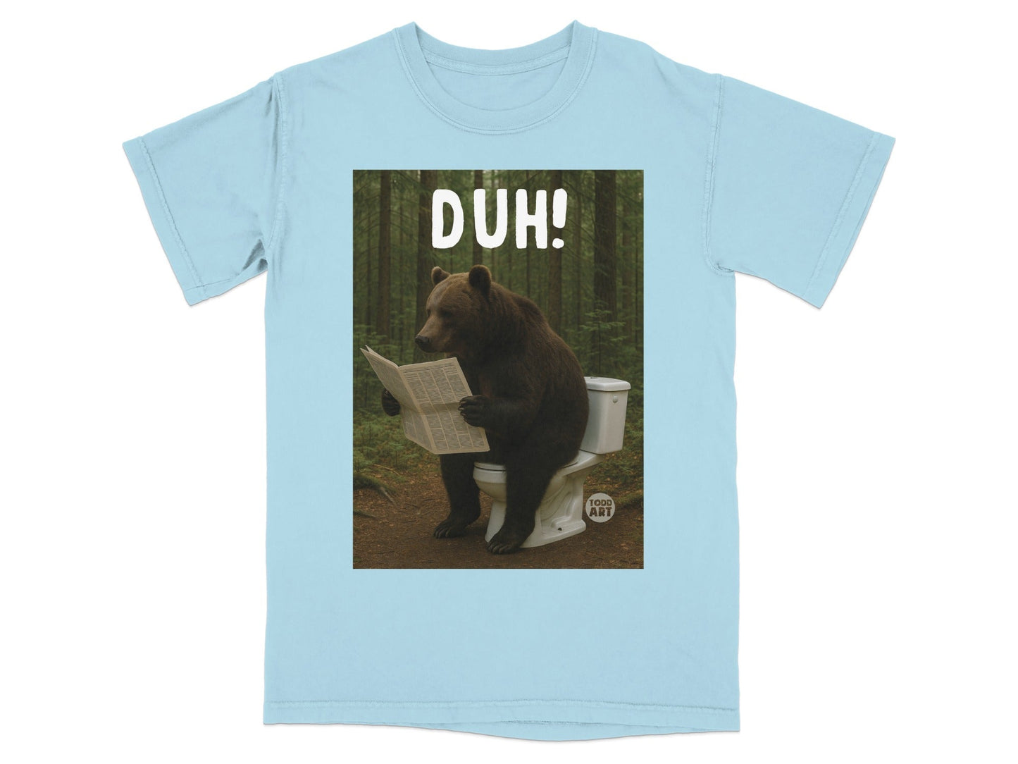 Bear Reading Newspaper DUH Funny T-Shirt