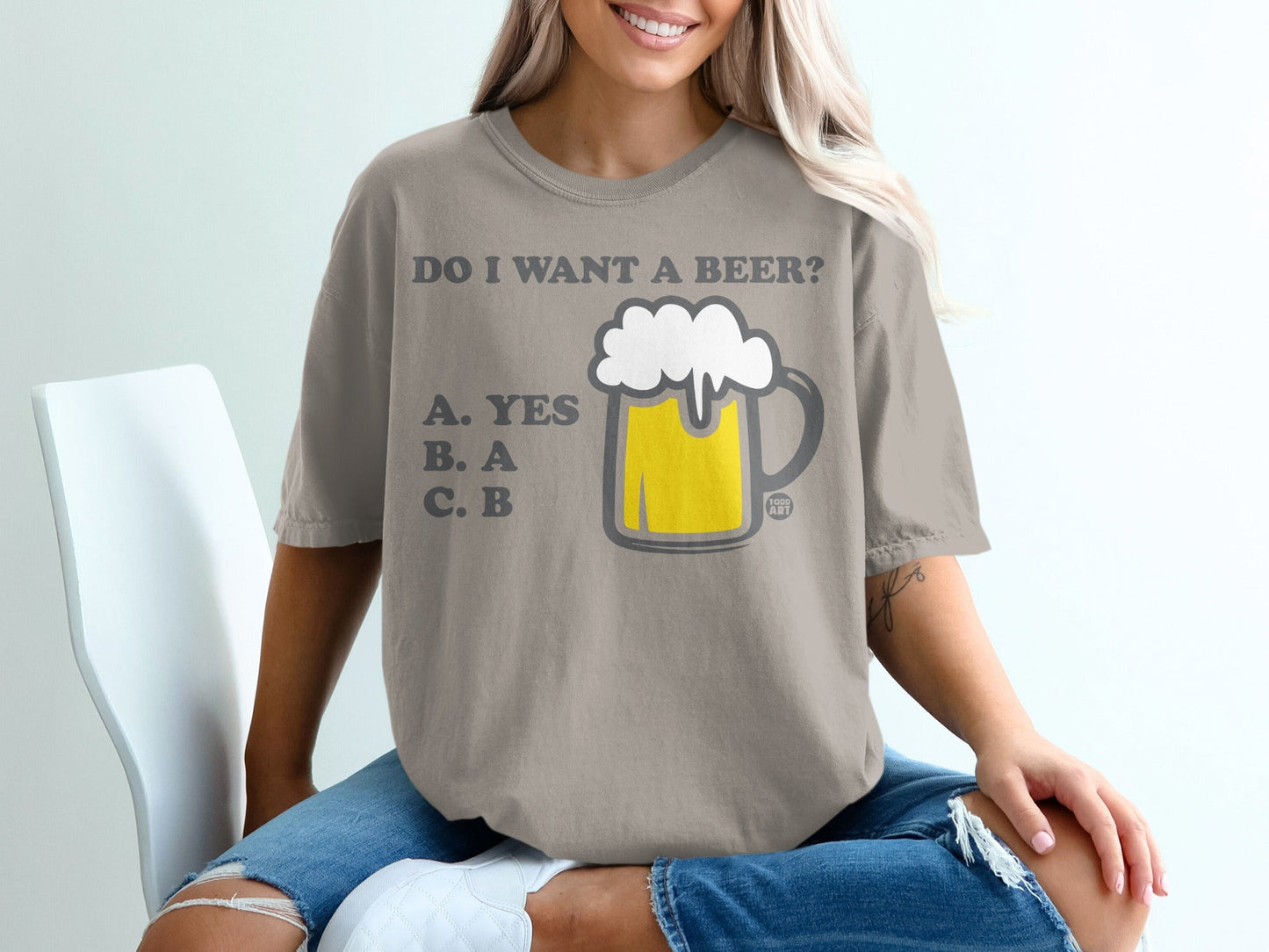 Do I Want A Beer Yes A B C Funny Graphic Tee Shirt