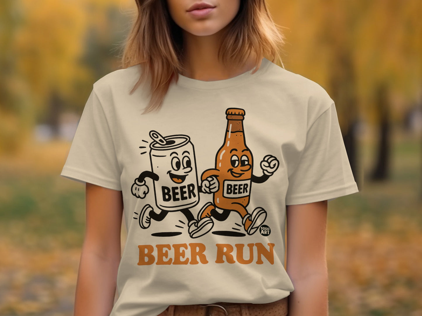 Beer Run Graphic T-Shirt Two Characters