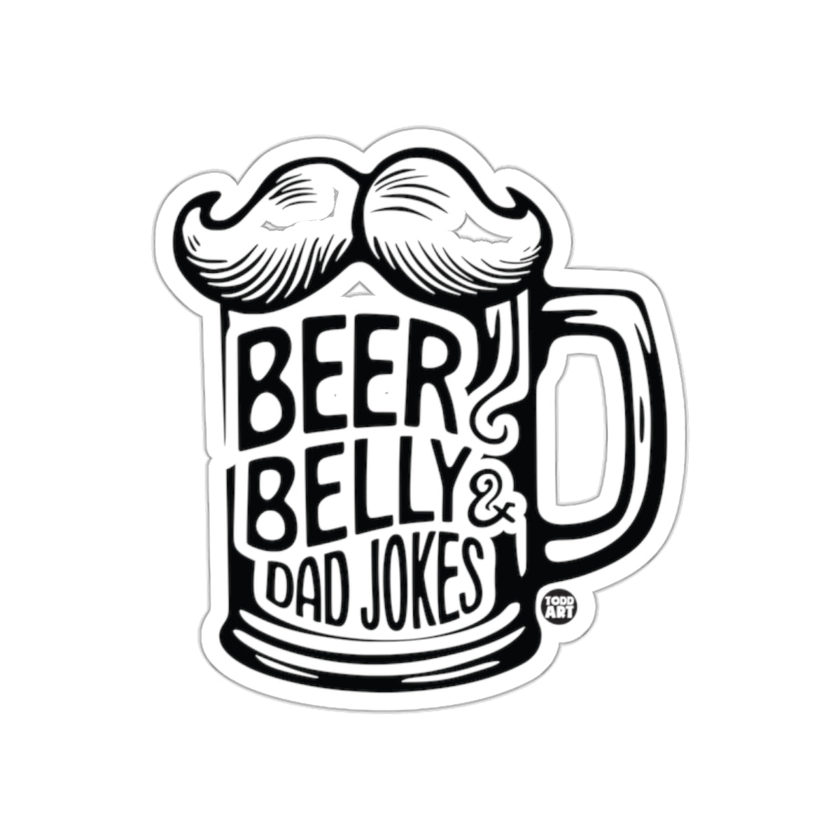 Beer Belly Dad Jokes With Mustache Beer Mug Design sticker