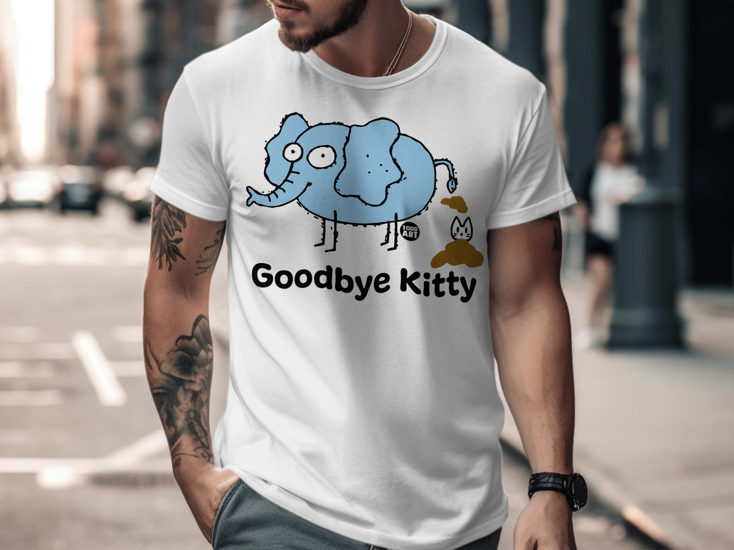 Funny Goodbye Kitty Elephant Graphic T-Shirt