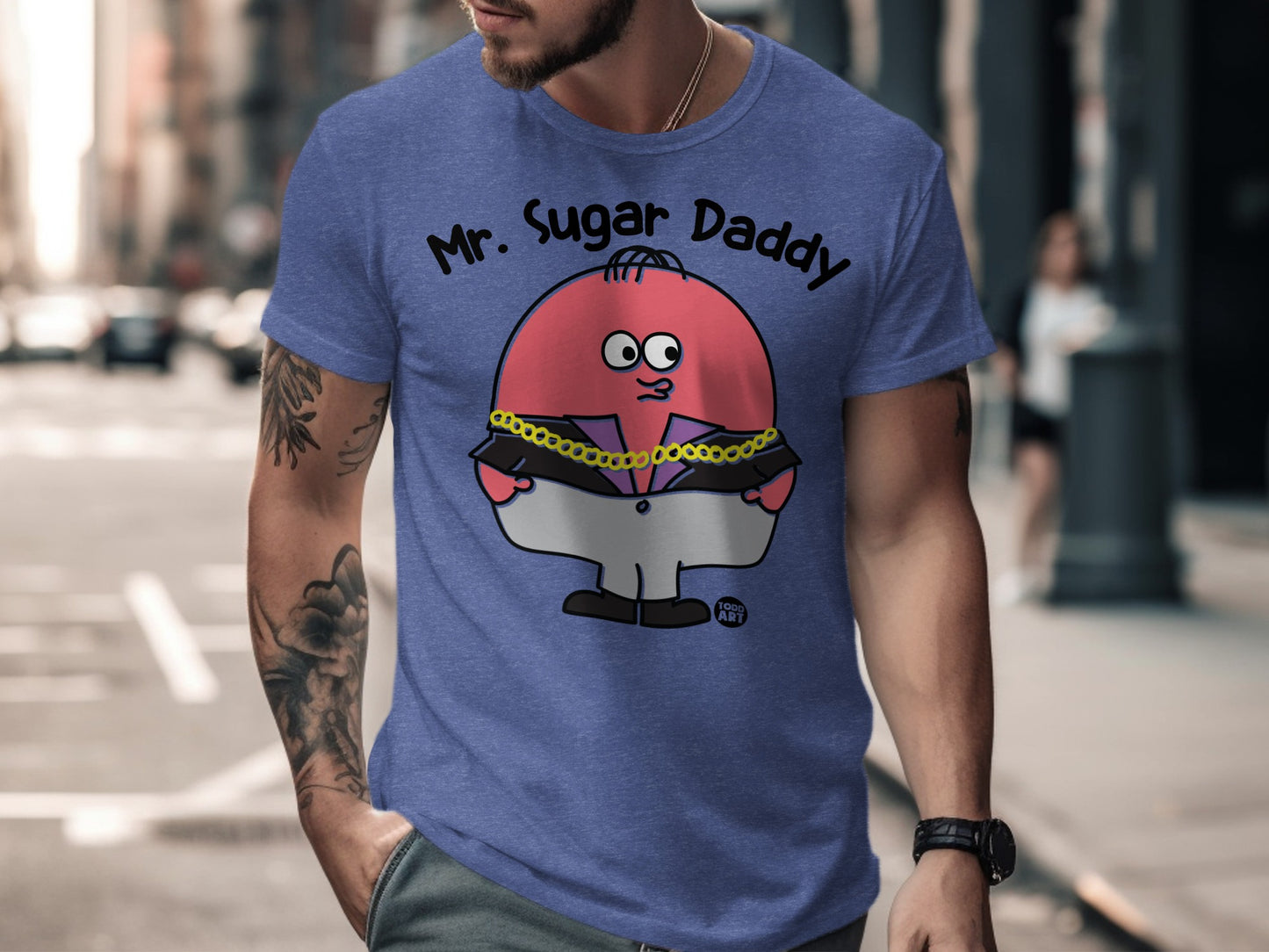 Fun Graphic Tee with Mr. Sugar Daddy Illustration