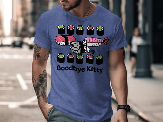 Goodbye Kitty Sushi Graphic Design on Casual Shirt