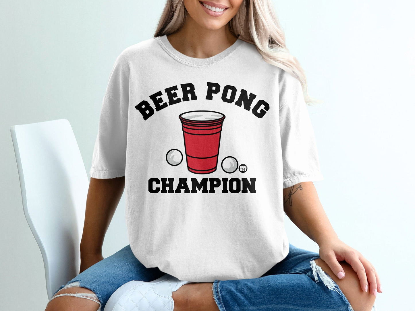 Beer Pong Champion Graphic T-Shirt for Fun Events