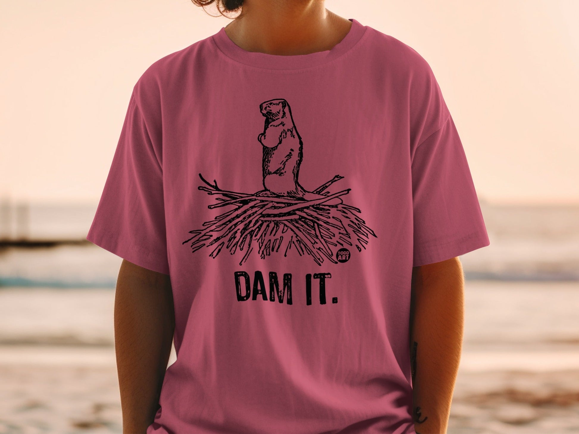 Dam It Beaver on a Branch Funny Casual T-Shirt