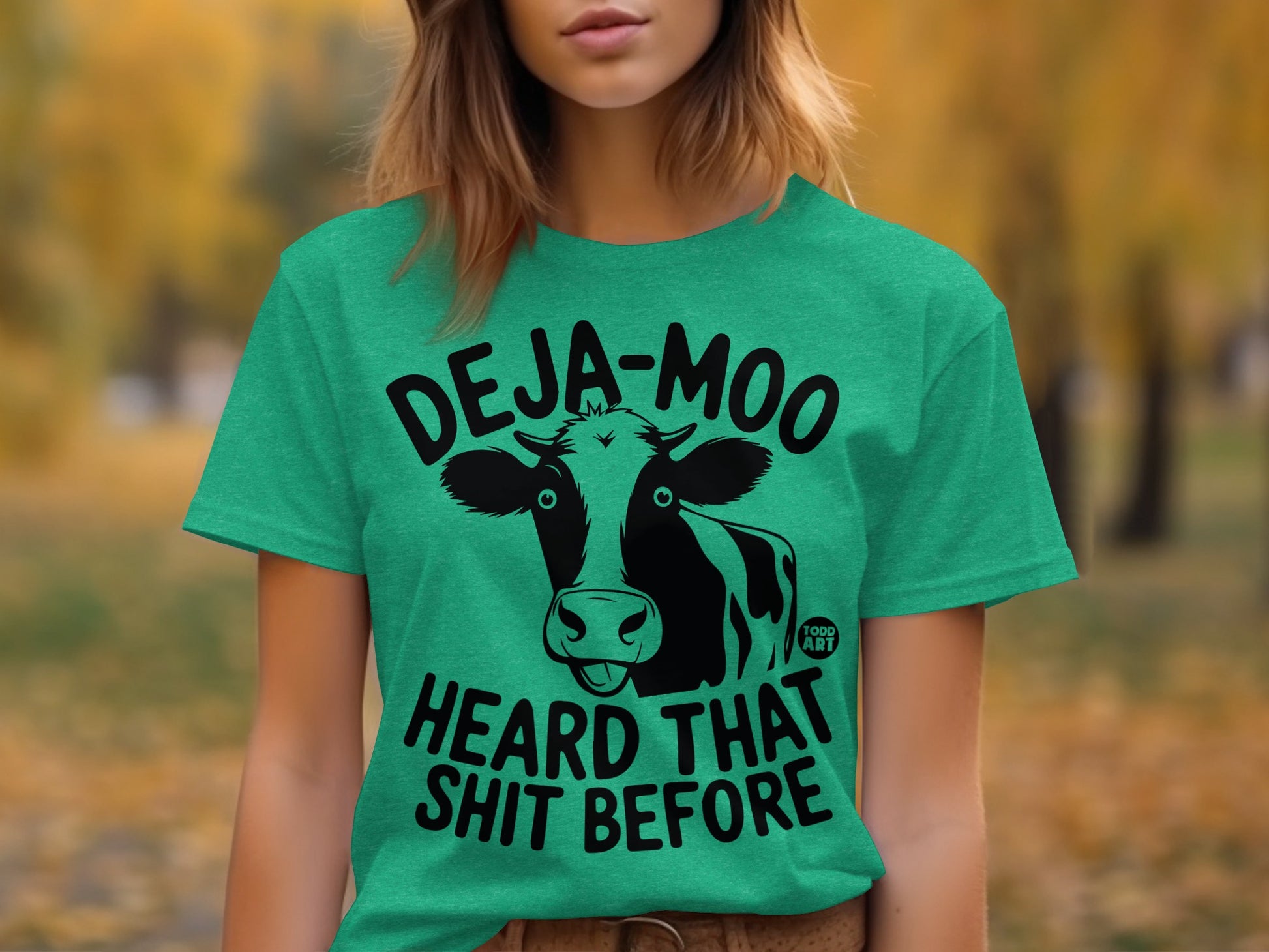 Deja-Moo Heard That Shit Before Funny Cow Graphic Shirt