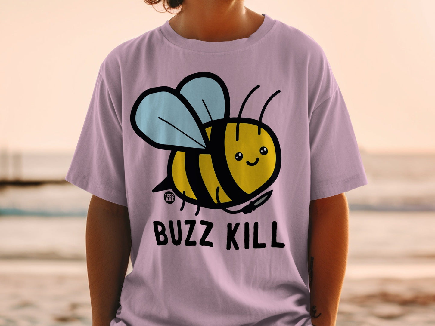 Buzz Kill Cute Cartoon Bee Graphic T-Shirt