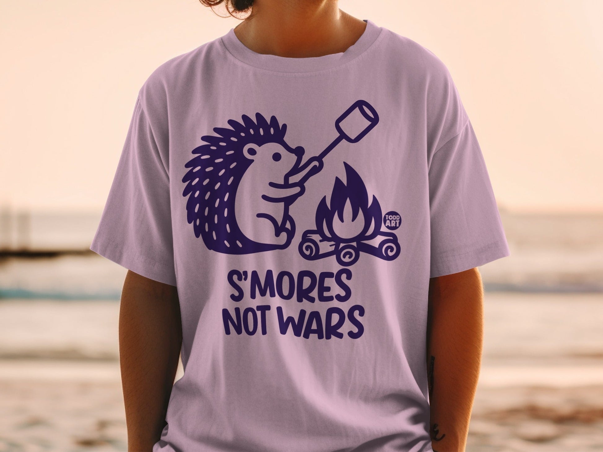 S'mores Not Wars Cute Hedgehog with Campfire T-shirt