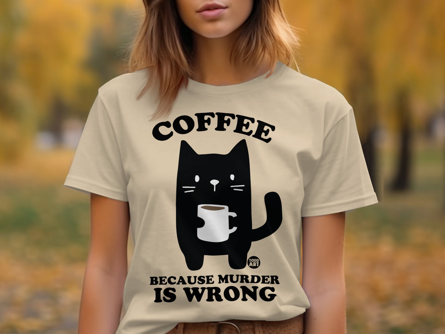 Coffee Because Murder Is Wrong Cat T-Shirt