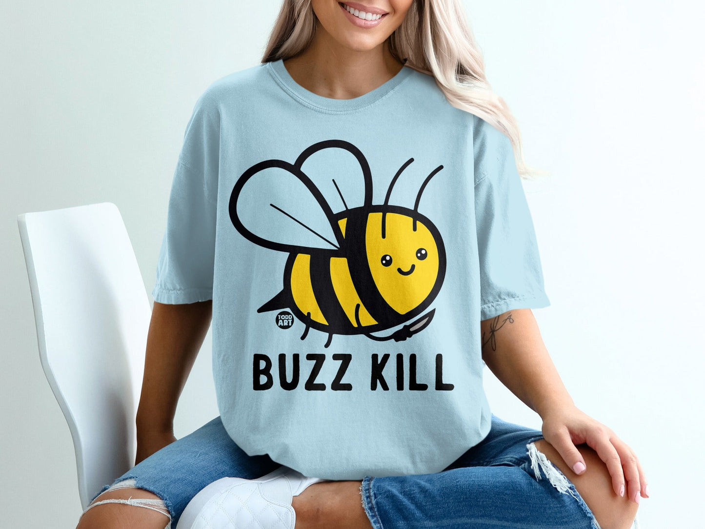 Buzz Kill Cute Yellow Bee Graphic Tee Shirt