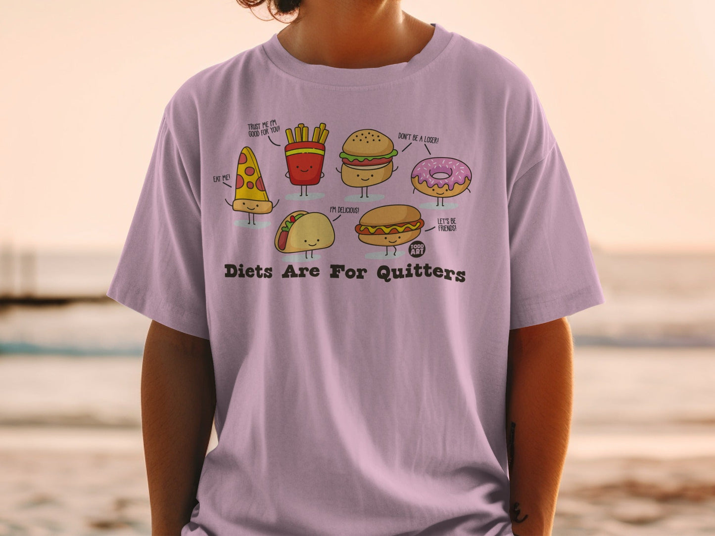Diets Are For Quitters Funny Food Graphic T-Shirt