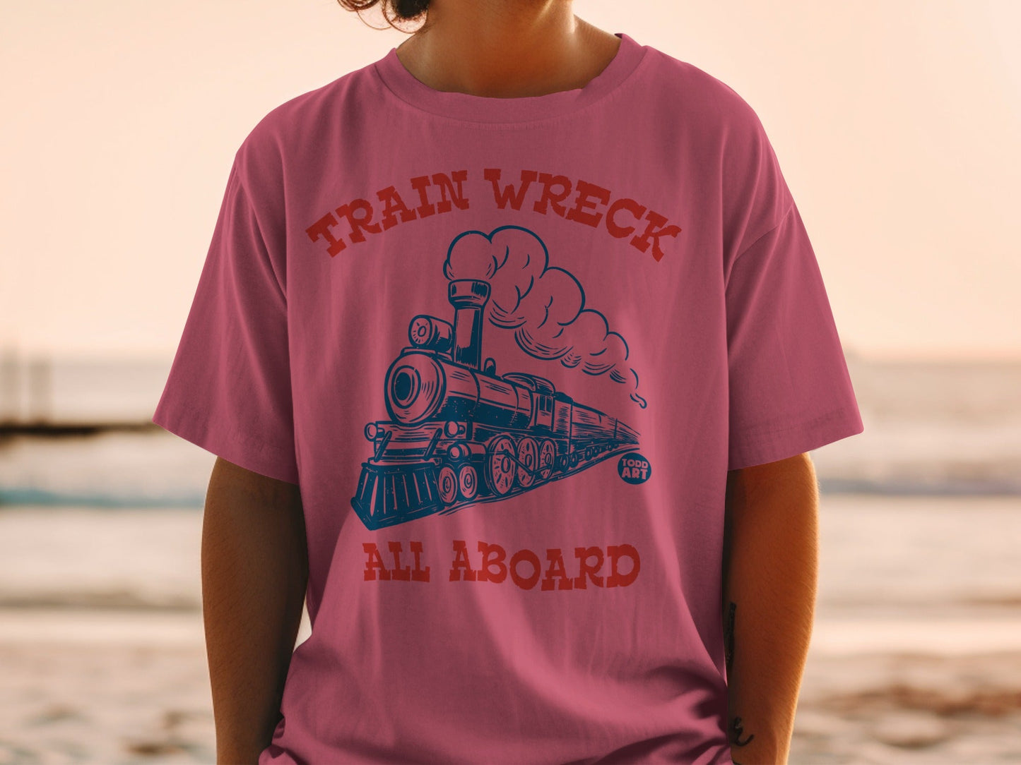 Train Wreck All Aboard Graphic T-Shirt
