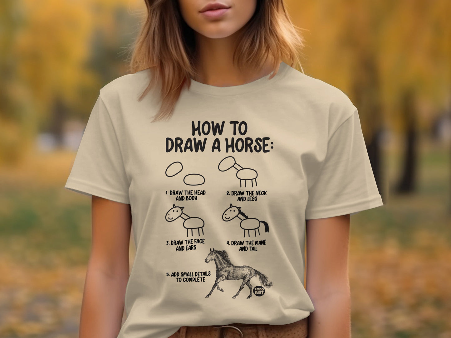 How To Draw A Horse Guide Printed Graphic T-Shirt